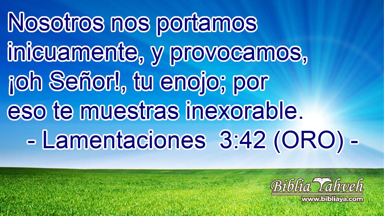  Nosotros nos portamos inicuamente, y provocamos, ¡oh Señor!, tu enojo; por eso te muestras inexorable. 