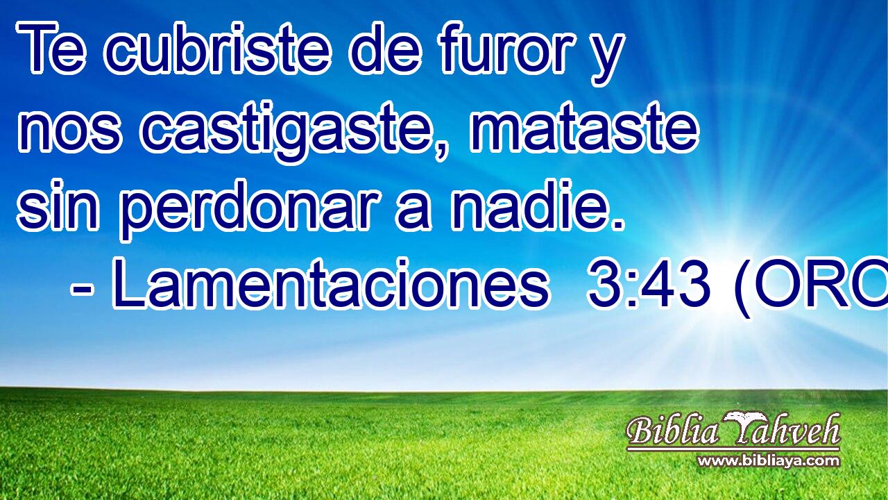  Te cubriste de furor y nos castigaste, mataste sin perdonar a nadie. 