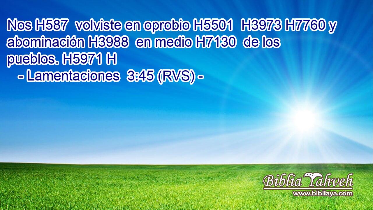 Nos H587  volviste en oprobio H5501  H3973 H7760 y abominación H3988  en medio H7130  de los pueblos. H5971 H 