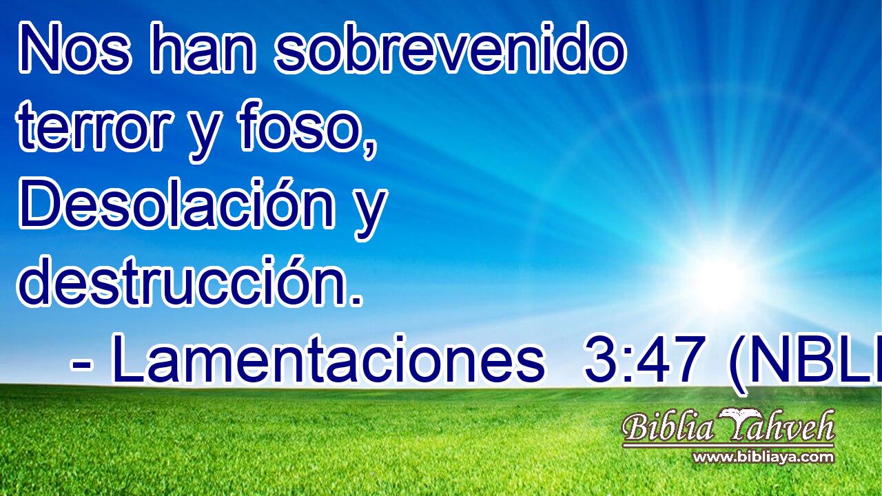  Nos han sobrevenido terror y foso, Desolación y destrucción. 