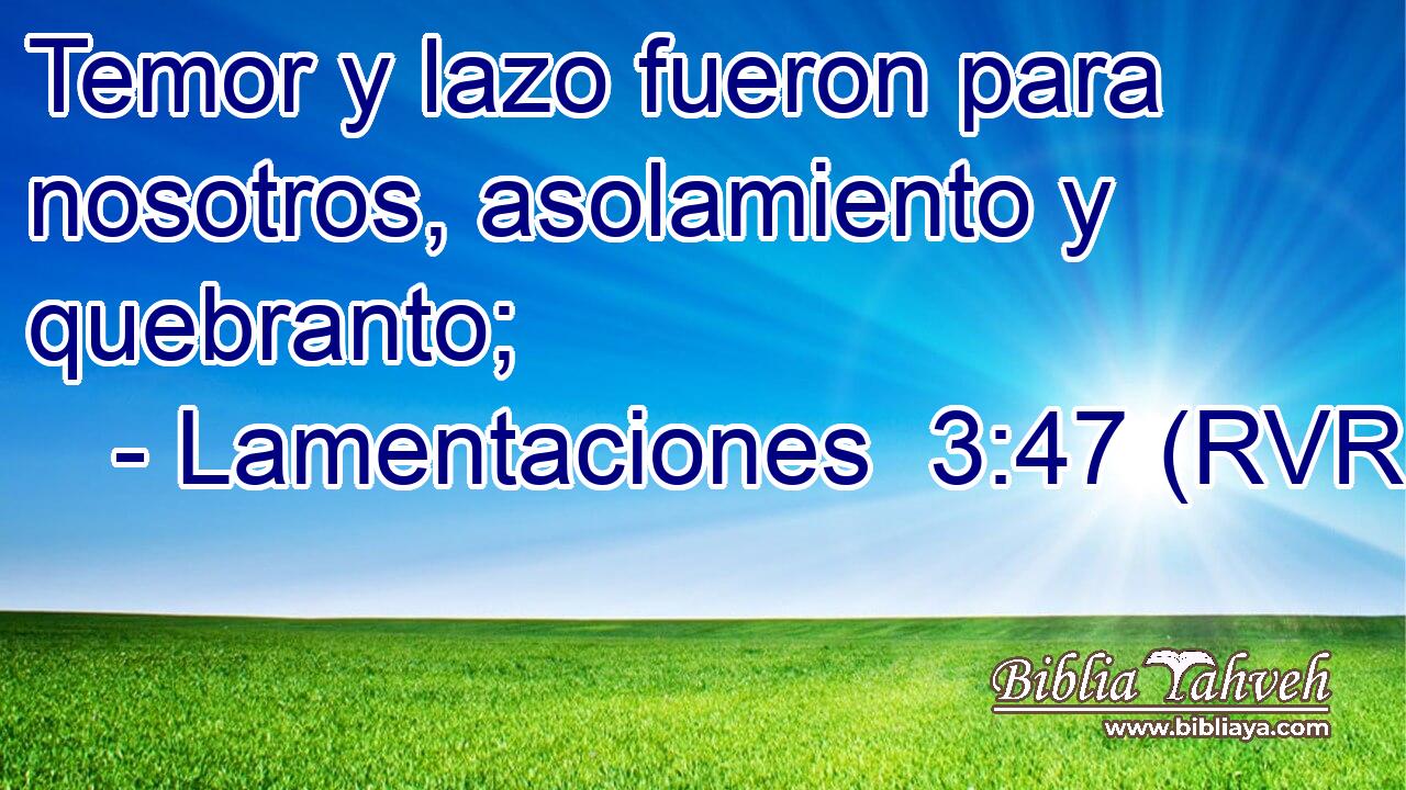 Temor y lazo fueron para nosotros, asolamiento y quebranto;