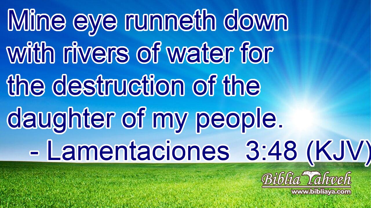 Mine eye runneth down with rivers of water for the destruction of the daughter of my people.