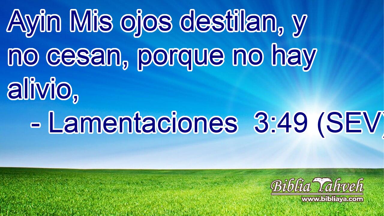 Ayin Mis ojos destilan, y no cesan, porque no hay alivio,