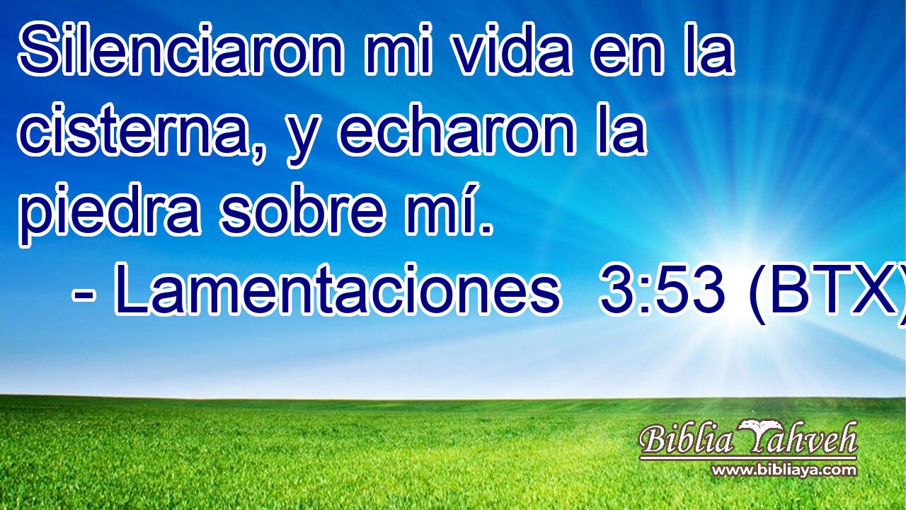 Silenciaron mi vida en la cisterna, y echaron la piedra sobre mí.