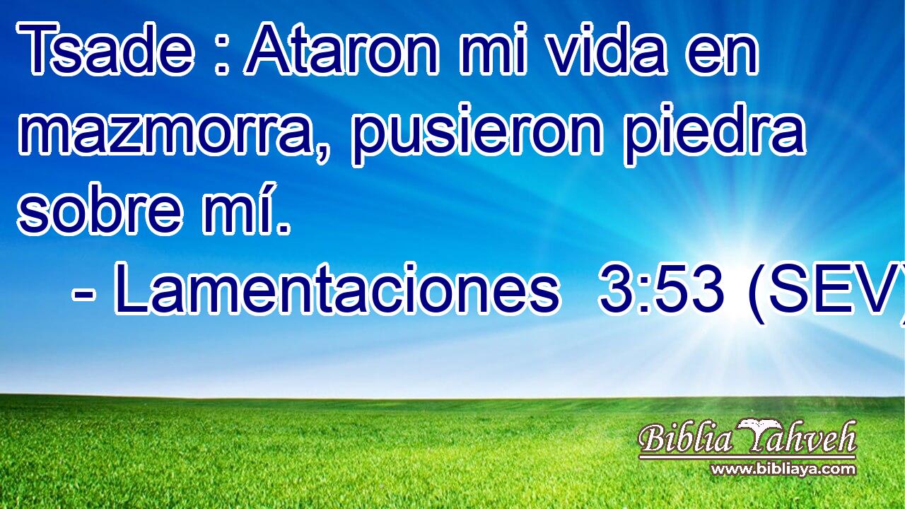 Tsade : Ataron mi vida en mazmorra, pusieron piedra sobre mí.