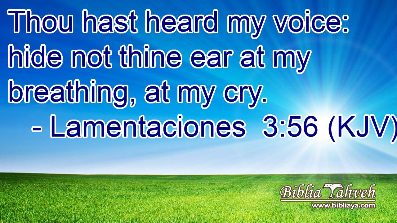 Thou hast heard my voice: hide not thine ear at my breathing, at my cry.