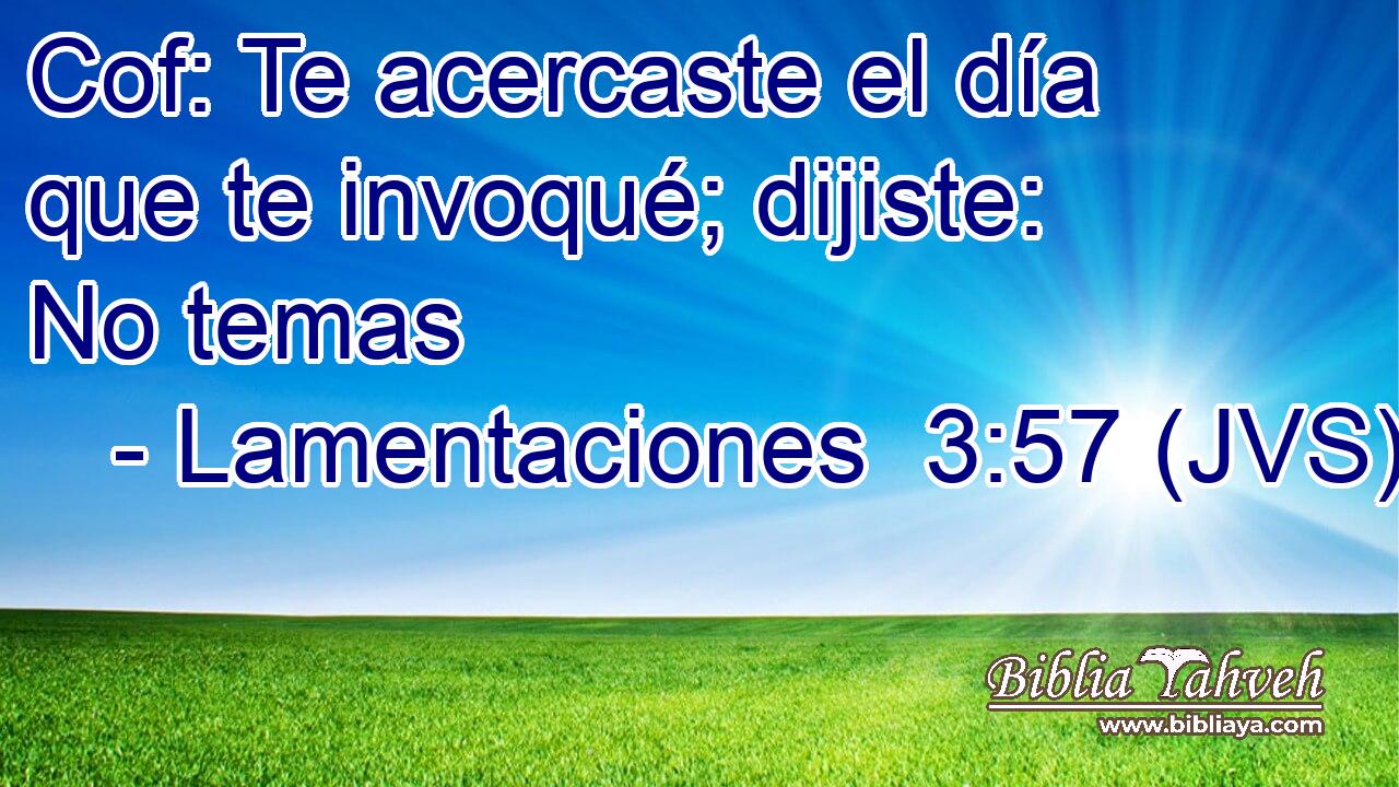 Cof: Te acercaste el día que te invoqué; dijiste: No temas