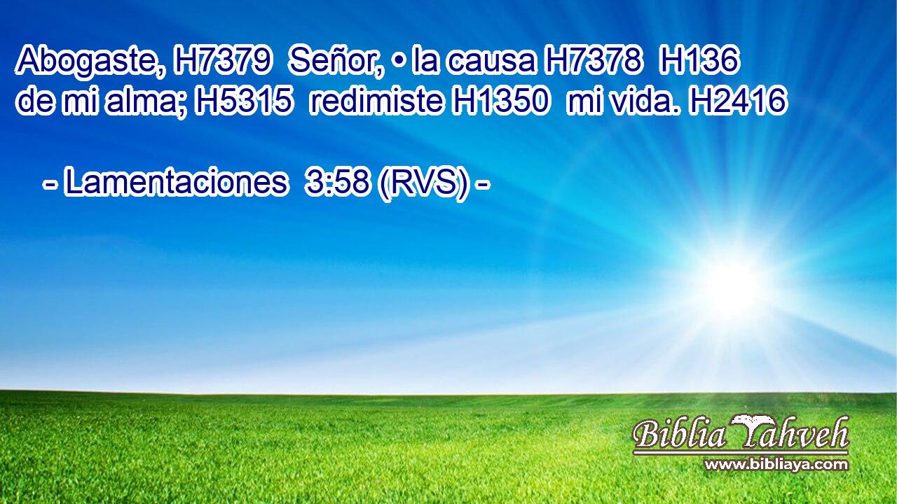 Abogaste, H7379  Señor, • la causa H7378  H136 de mi alma; H5315  redimiste H1350  mi vida. H2416  