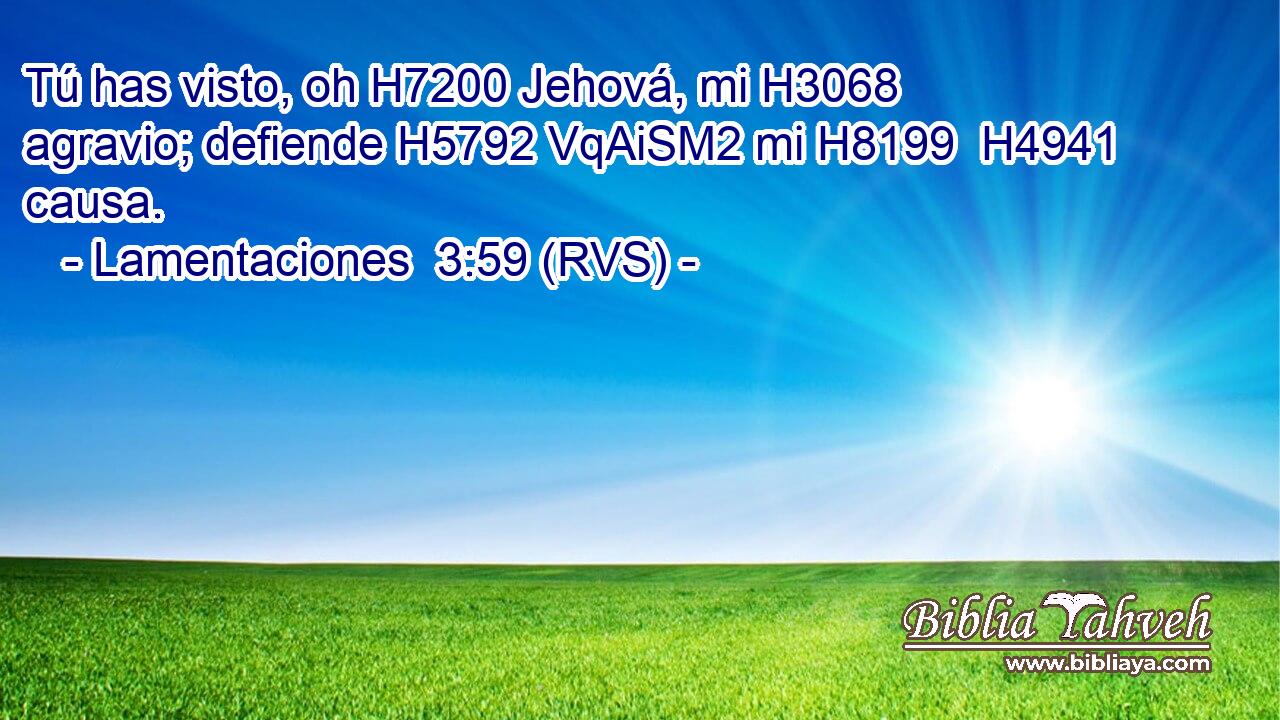 Tú has visto, oh H7200 Jehová, mi H3068  agravio; defiende H5792 VqAiSM2 mi H8199  H4941 causa. 