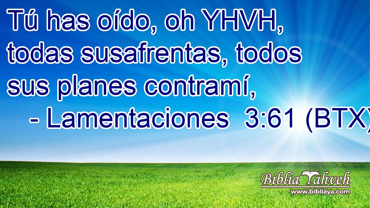 Tú has oído, oh YHVH, todas susafrentas, todos sus planes contramí,