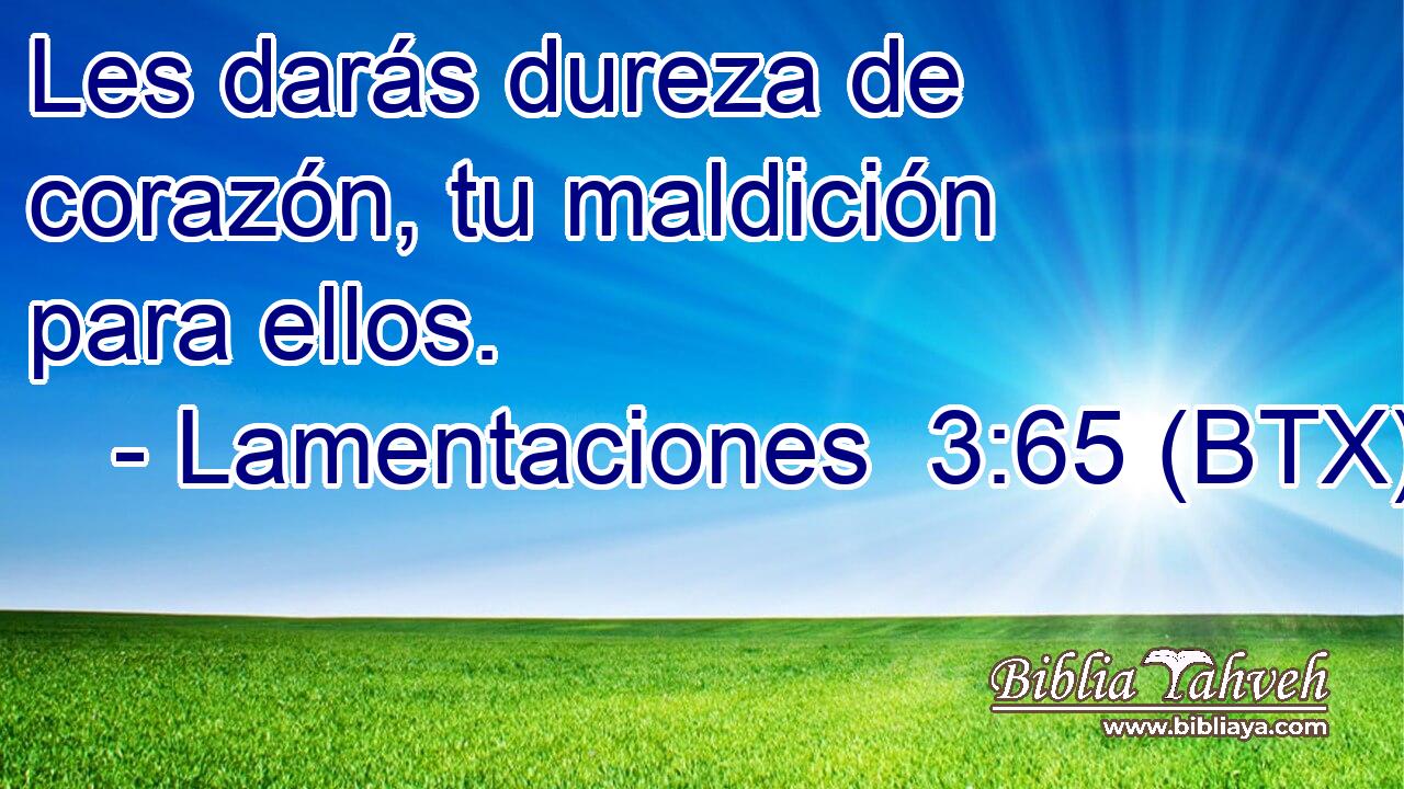 Les darás dureza de corazón, tu maldición para ellos.