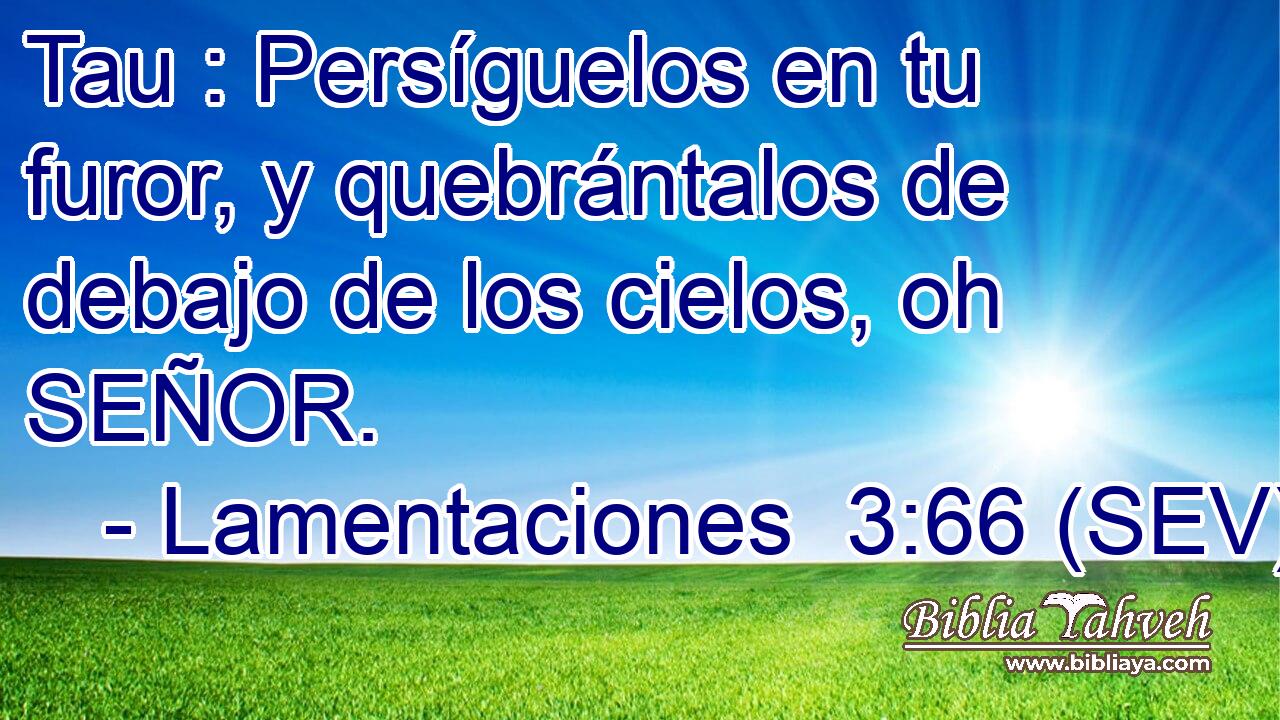 Tau : Persíguelos en tu furor, y quebrántalos de debajo de los cielos, oh SEÑOR.