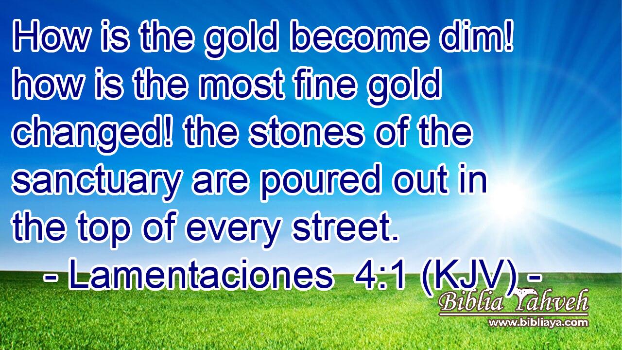 How is the gold become dim! how is the most fine gold changed! the stones of the sanctuary are poured out in the top of every street.