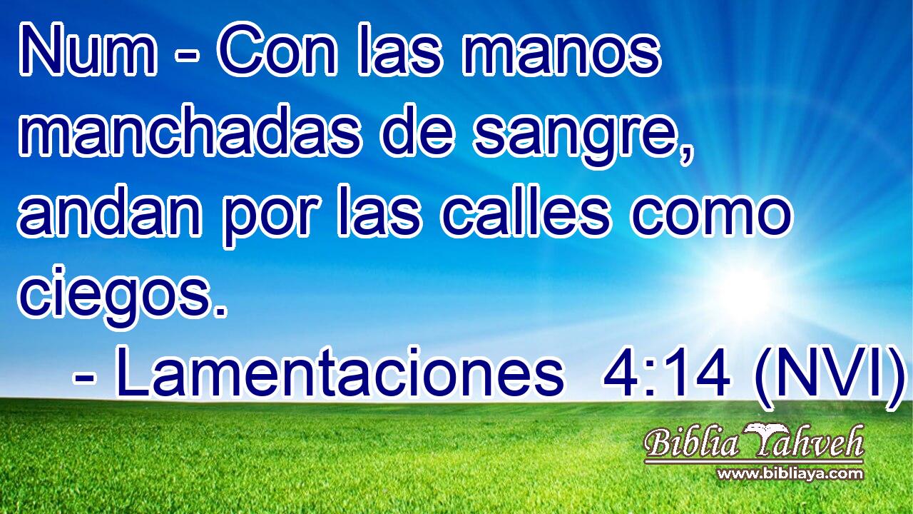  Num - Con las manos manchadas de sangre, andan por las calles como ciegos. 