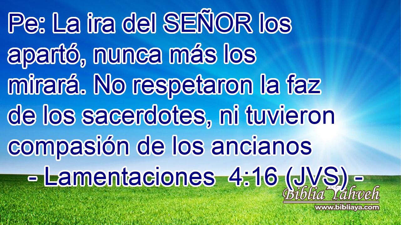 Pe: La ira del SEÑOR los apartó, nunca más los mirará. No respetaron la faz de los sacerdotes, ni tuvieron compasión de los ancianos