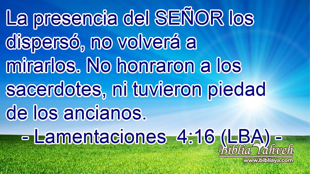 La presencia del SEÑOR los dispersó, no volverá a mirarlos. No honraron a los sacerdotes, ni tuvieron piedad de los ancianos.