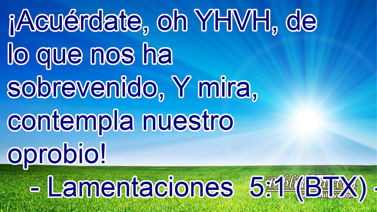 ¡Acuérdate, oh YHVH, de lo que nos ha sobrevenido, Y mira, contempla nuestro oprobio!