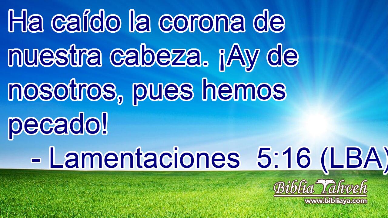 Ha caído la corona de nuestra cabeza. ¡Ay de nosotros, pues hemos pecado!