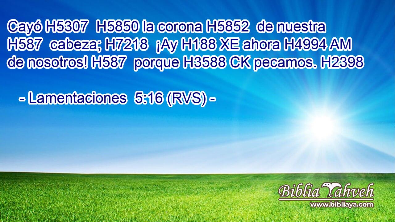 Cayó H5307  H5850 la corona H5852  de nuestra H587  cabeza; H7218  ¡Ay H188 XE ahora H4994 AM de nosotros! H587  porque H3588 CK pecamos. H2398  
