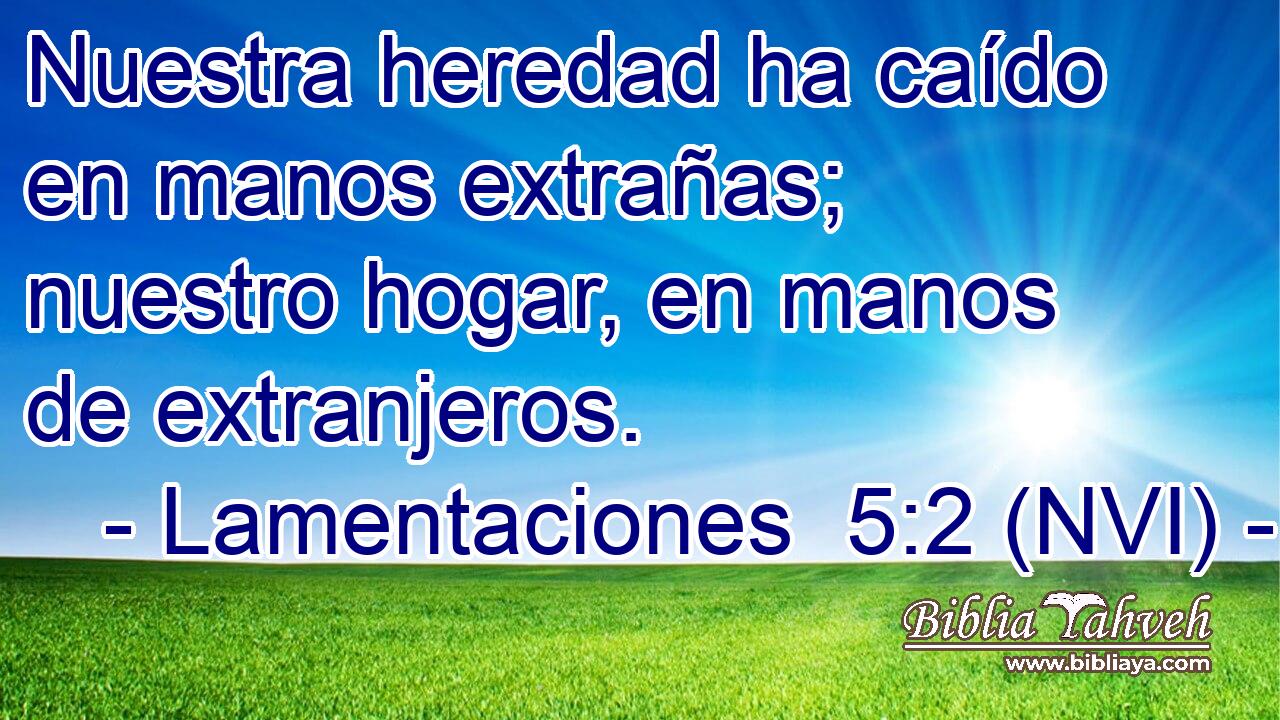  Nuestra heredad ha caído en manos extrañas; nuestro hogar, en manos de extranjeros. 