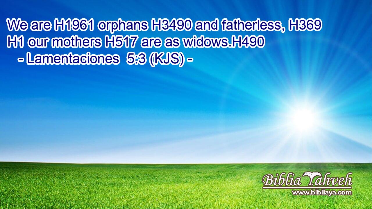 We are H1961 orphans H3490 and fatherless, H369  H1 our mothers H517 are as widows.H490