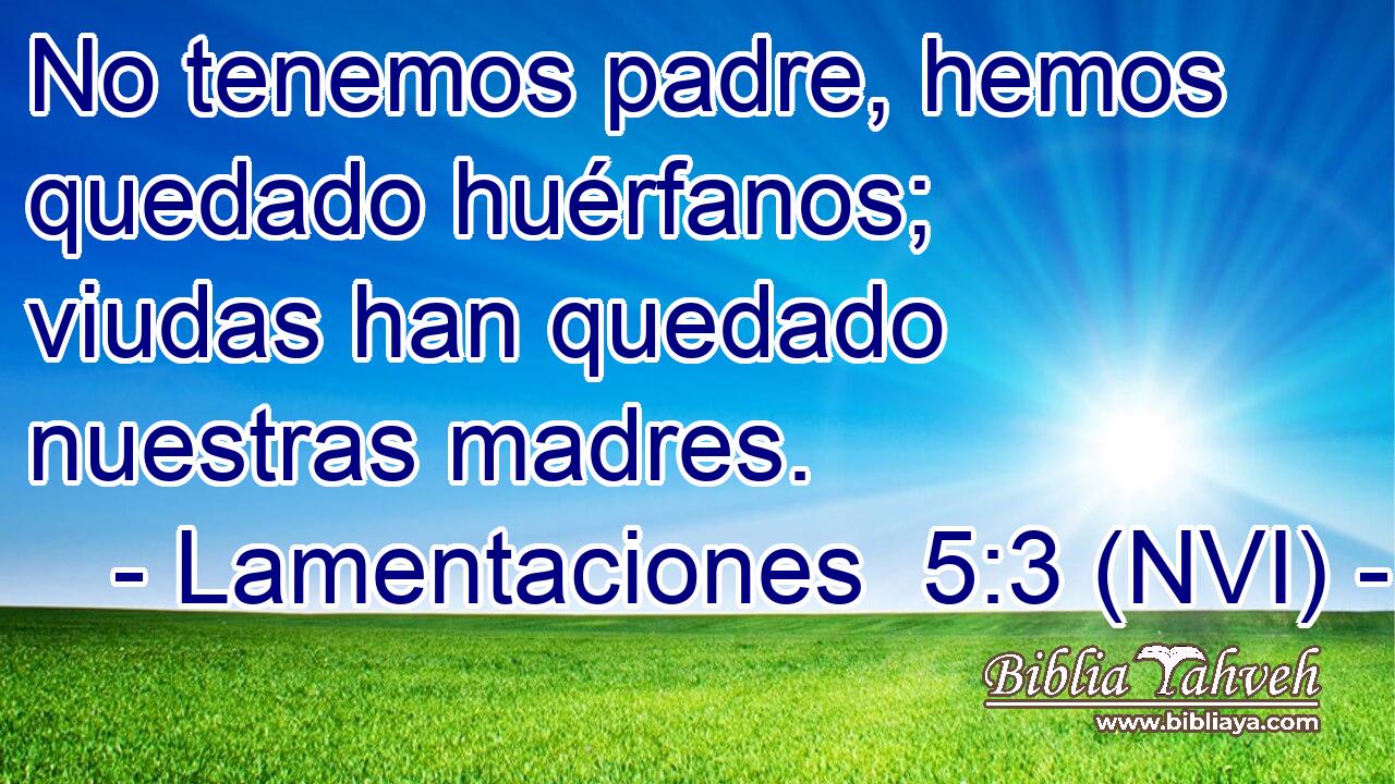  No tenemos padre, hemos quedado huérfanos; viudas han quedado nuestras madres. 