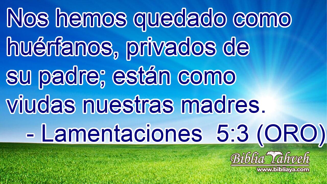  Nos hemos quedado como huérfanos, privados de su padre; están como viudas nuestras madres. 
