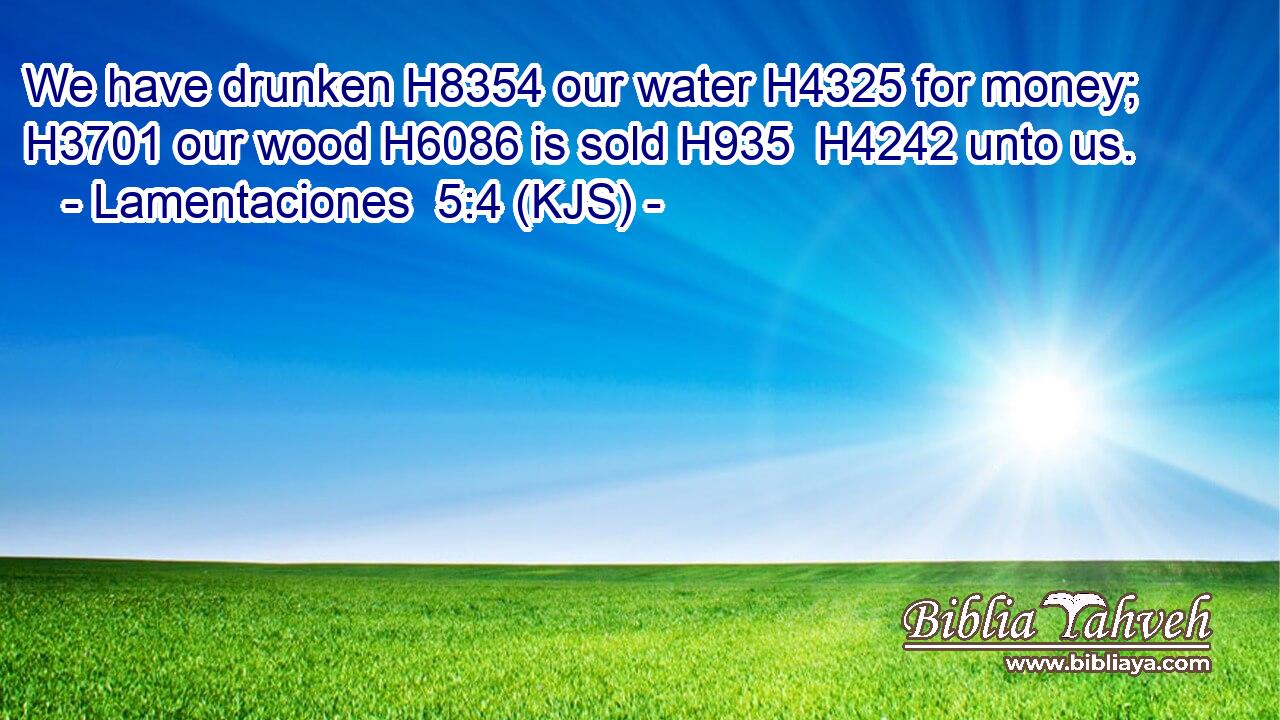 We have drunken H8354 our water H4325 for money; H3701 our wood H6086 is sold H935  H4242 unto us.