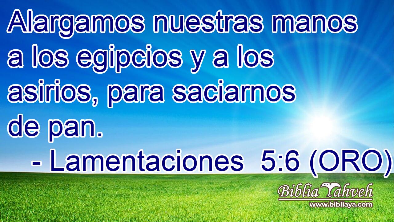  Alargamos nuestras manos a los egipcios y a los asirios, para saciarnos de pan. 