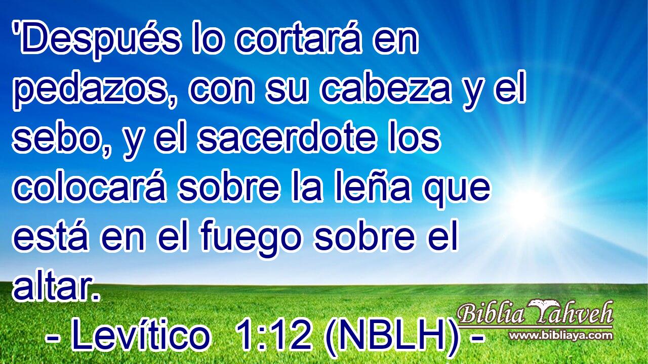  'Después lo cortará en pedazos, con su cabeza y el sebo, y el sacerdote los colocará sobre la leña que está en el fuego sobre el altar. 