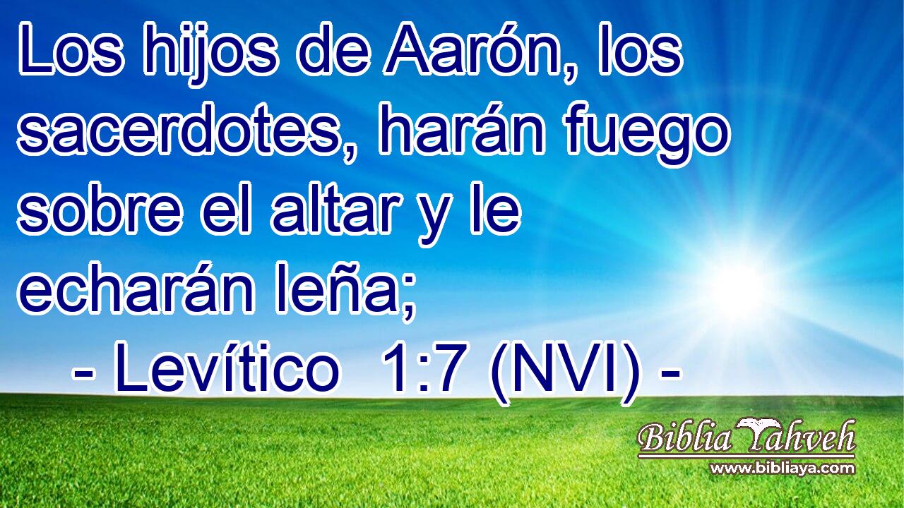  Los hijos de Aarón, los sacerdotes, harán fuego sobre el altar y le echarán leña; 