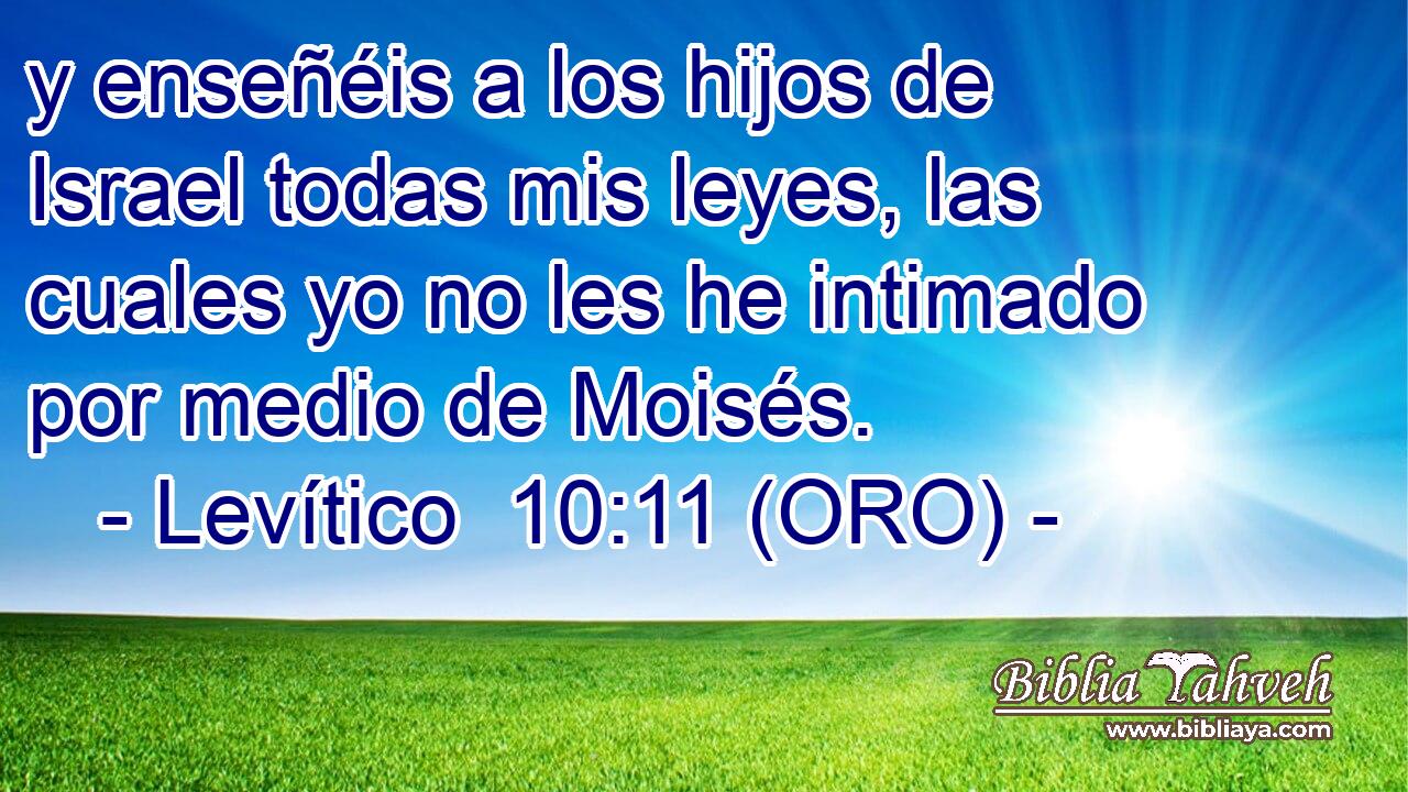  y enseñéis a los hijos de Israel todas mis leyes, las cuales yo no les he intimado por medio de Moisés. 