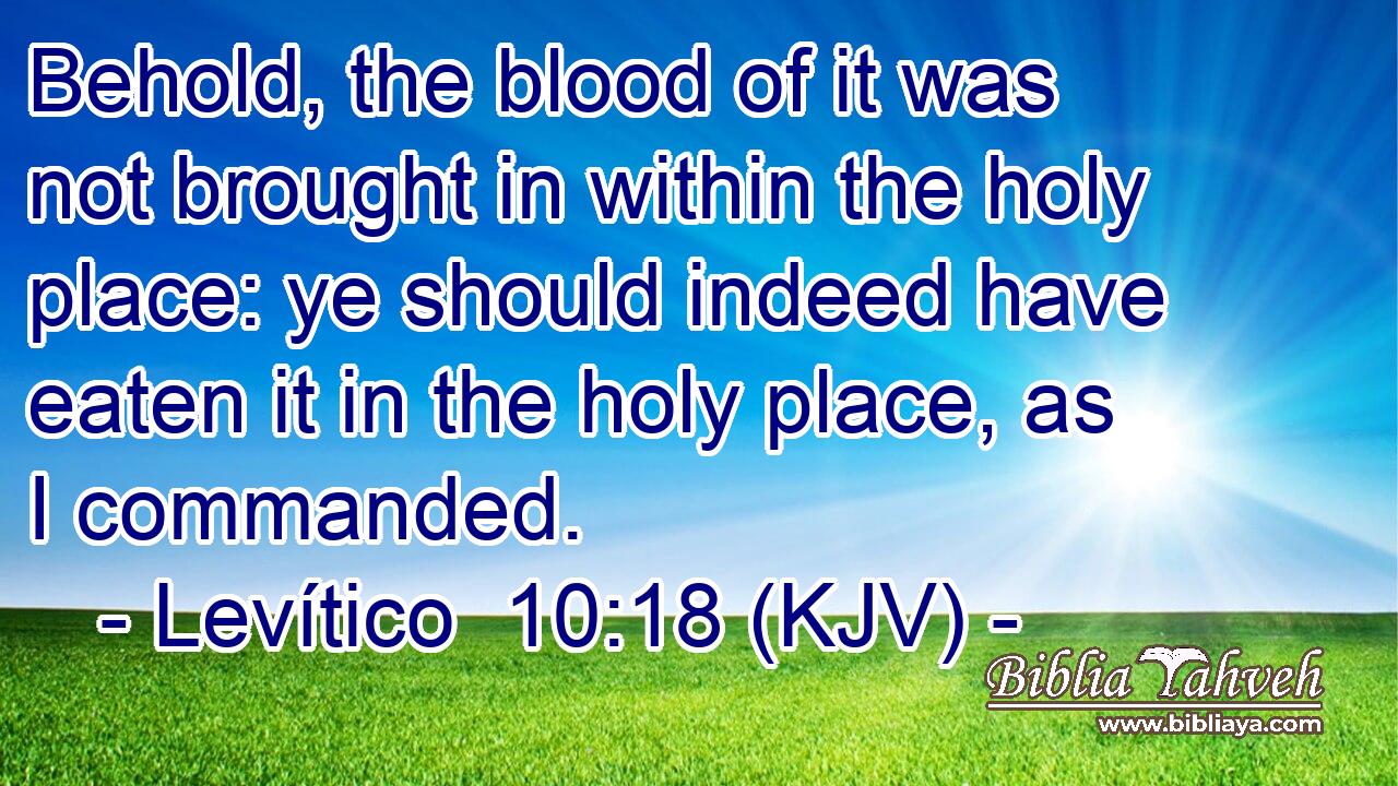 Behold, the blood of it was not brought in within the holy place: ye should indeed have eaten it in the holy place, as I commanded.
