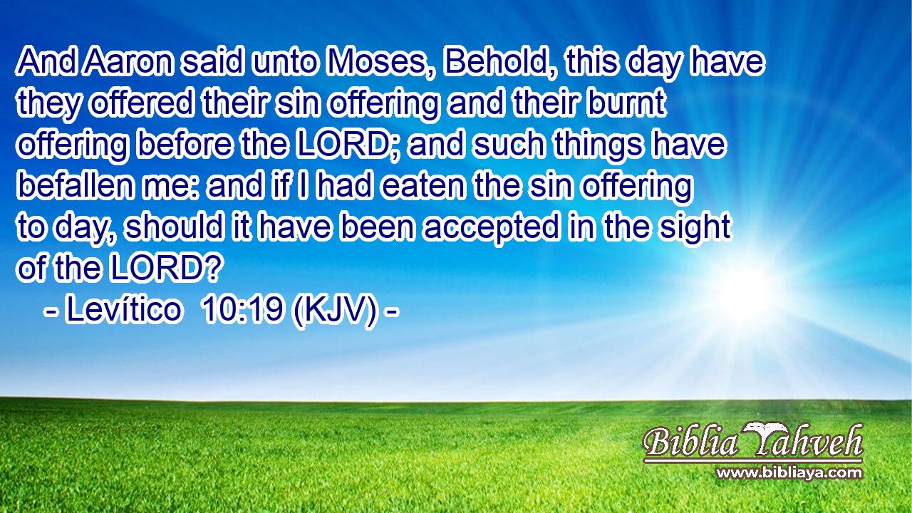 And Aaron said unto Moses, Behold, this day have they offered their sin offering and their burnt offering before the LORD; and such things have befallen me: and if I had eaten the sin offering to day, should it have been accepted in the sight of the LORD?