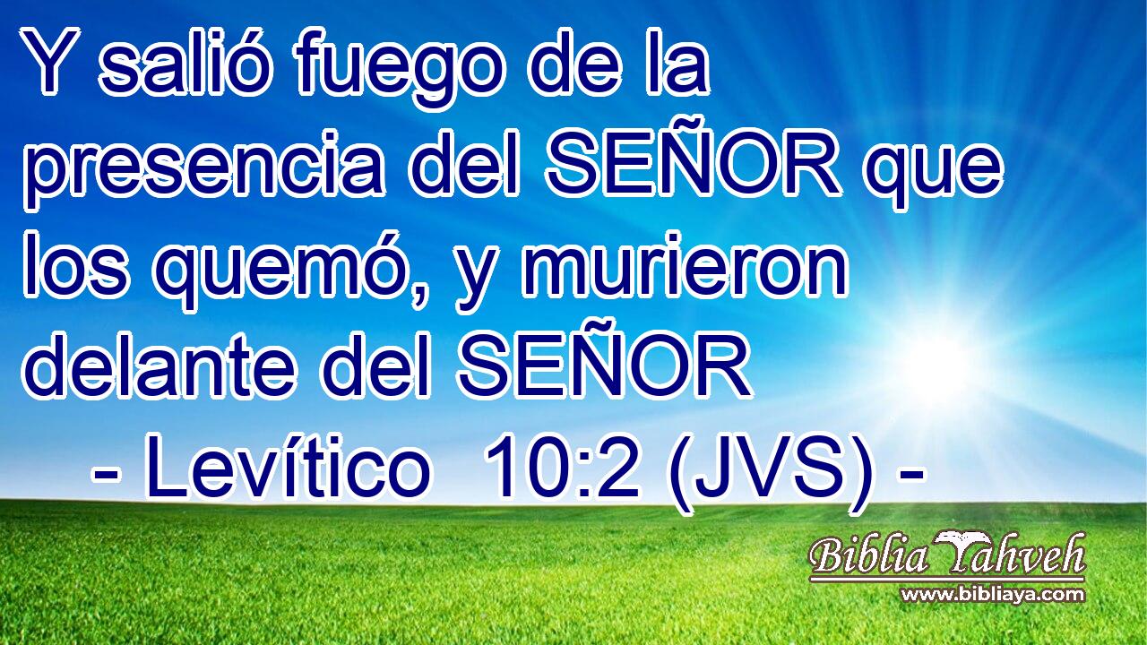 Y salió fuego de la presencia del SEÑOR que los quemó, y murieron delante del SEÑOR
