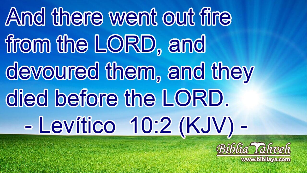 And there went out fire from the LORD, and devoured them, and they died before the LORD.