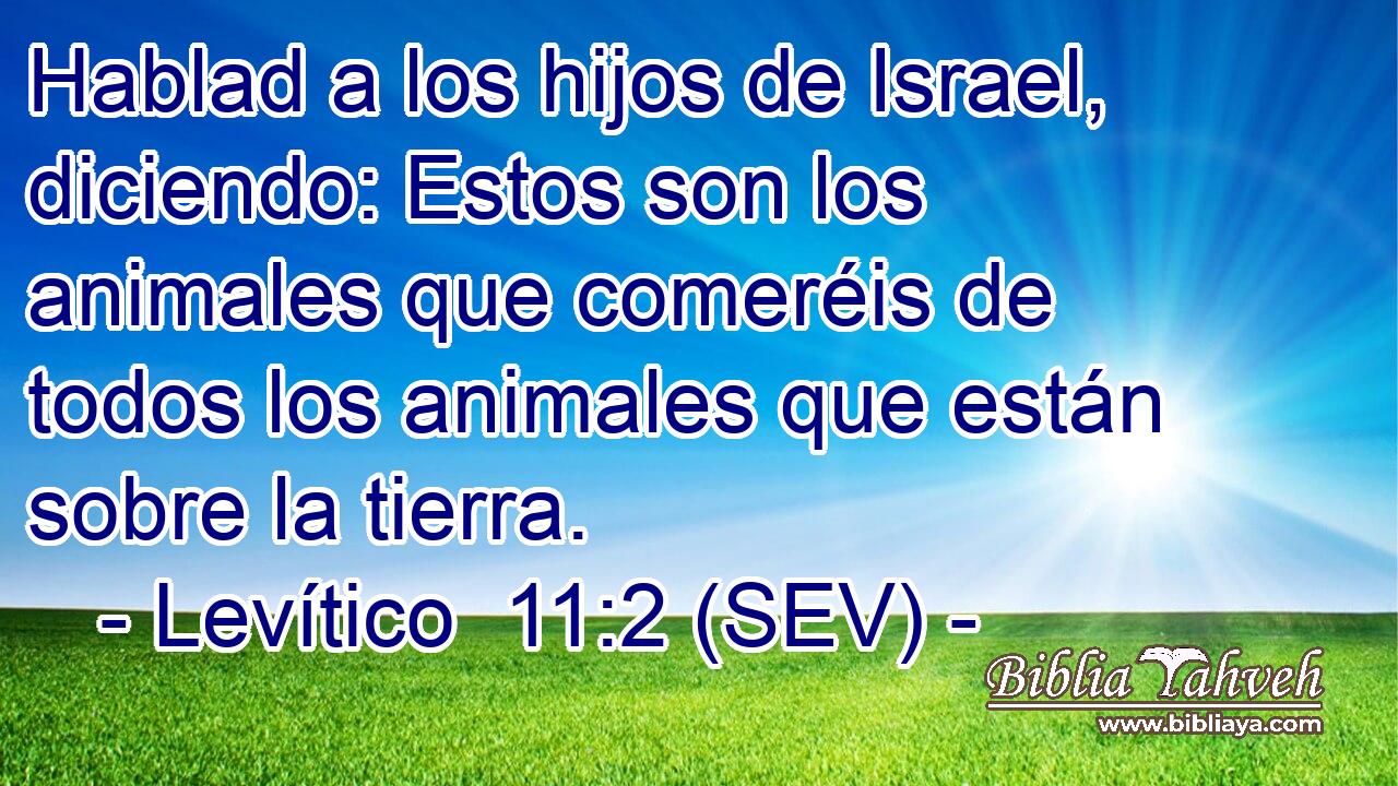 Hablad a los hijos de Israel, diciendo: Estos son los animales que comeréis de todos los animales que están sobre la tierra.