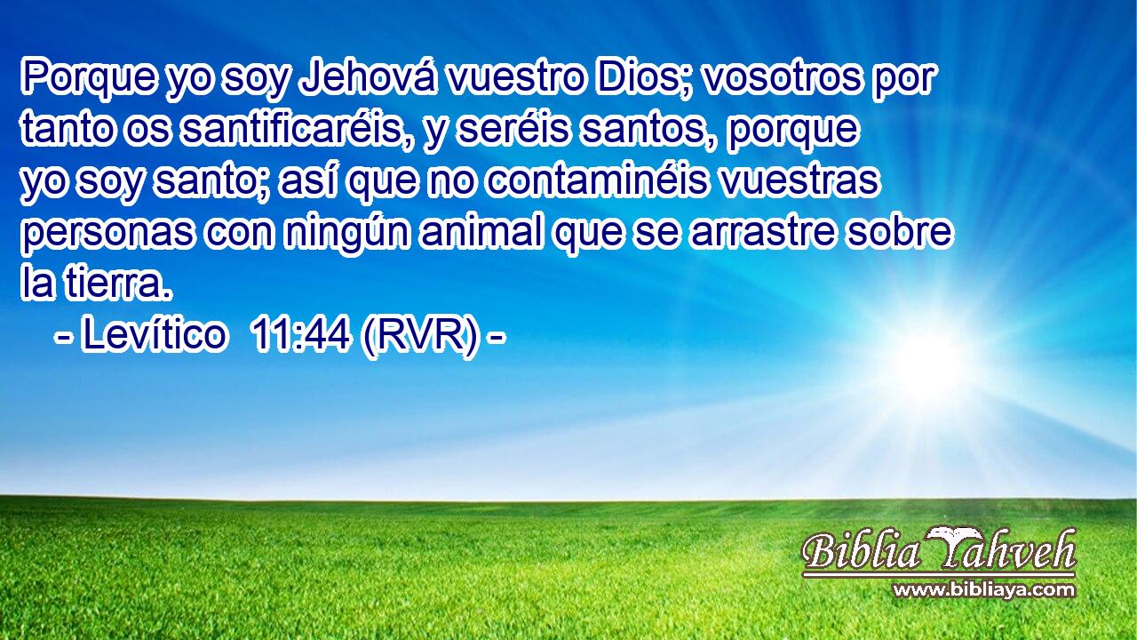 Porque yo soy Jehová vuestro Dios; vosotros por tanto os santificaréis, y seréis santos, porque yo soy santo; así que no contaminéis vuestras personas con ningún animal que se arrastre sobre la tierra.