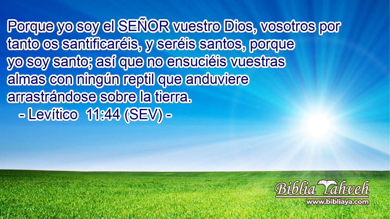 Porque yo soy el SEÑOR vuestro Dios, vosotros por tanto os santificaréis, y seréis santos, porque yo soy santo; así que no ensuciéis vuestras almas con ningún reptil que anduviere arrastrándose sobre la tierra.