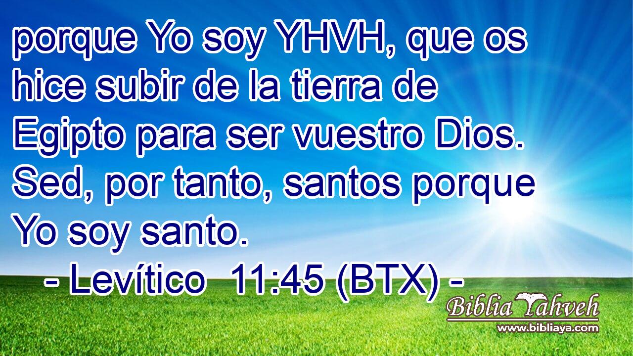porque Yo soy YHVH, que os hice subir de la tierra de Egipto para ser vuestro Dios. Sed, por tanto, santos porque Yo soy santo.