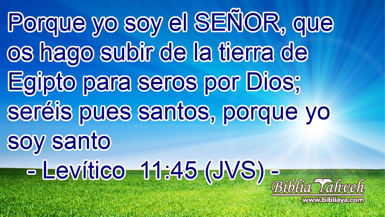 Porque yo soy el SEÑOR, que os hago subir de la tierra de Egipto para seros por Dios; seréis pues santos, porque yo soy santo