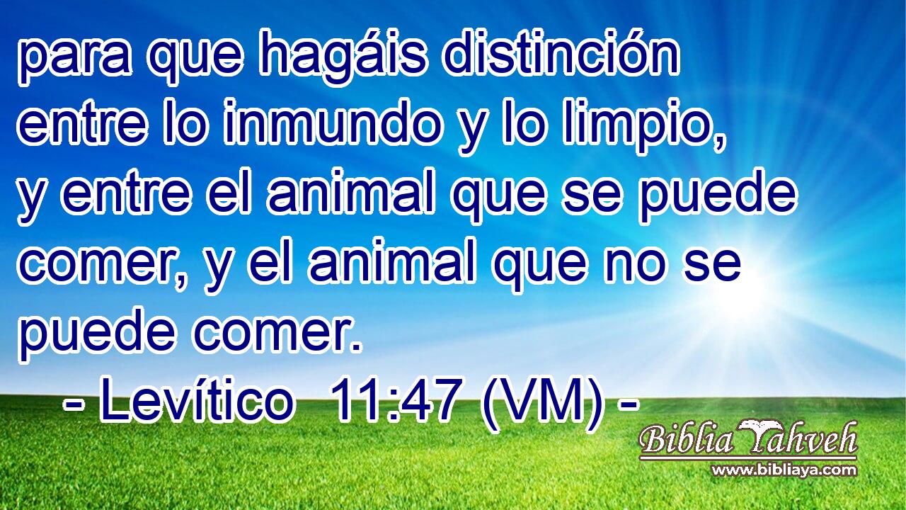 para que hagáis distinción entre lo inmundo y lo limpio, y entre el animal que se puede comer, y el animal que no se puede comer. 