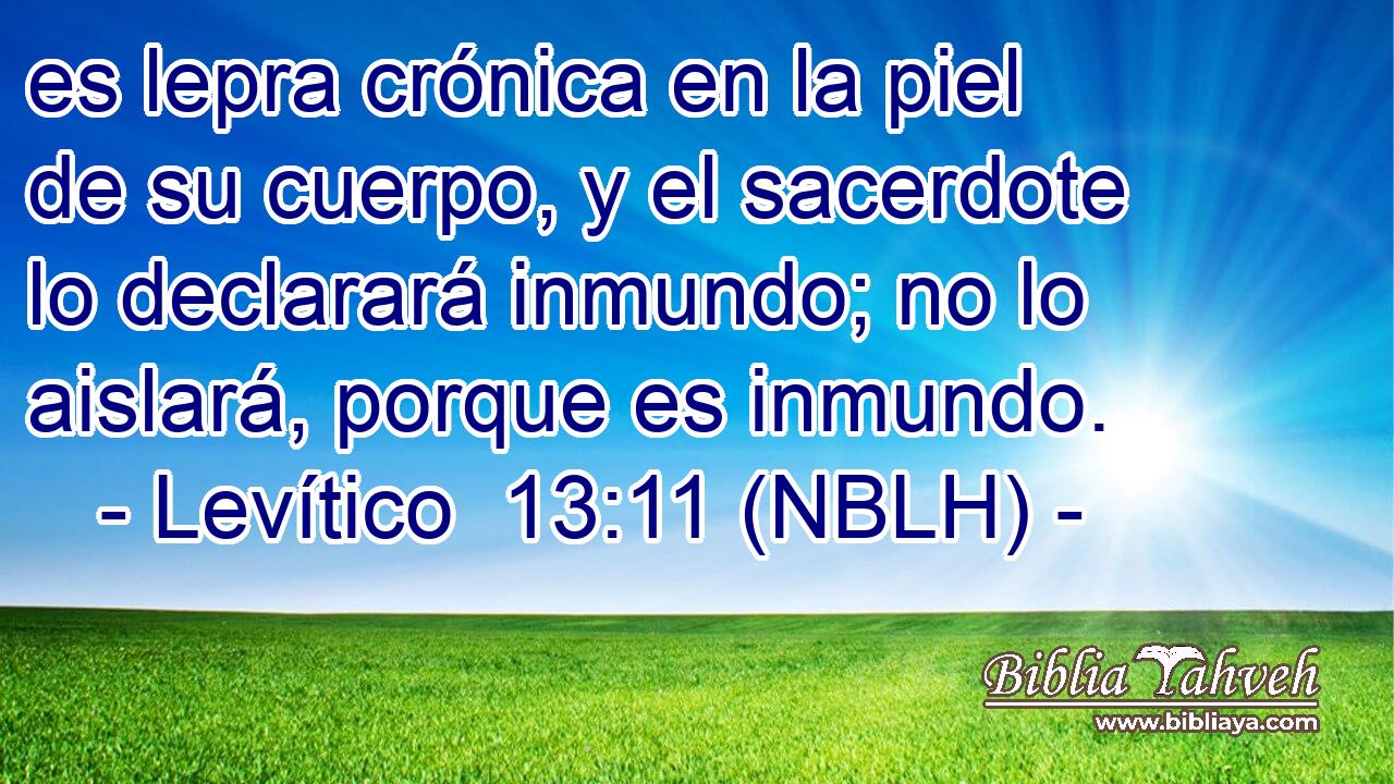 es lepra crónica en la piel de su cuerpo, y el sacerdote lo declarará inmundo; no lo aislará, porque es inmundo. 
