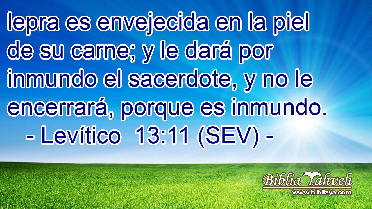 lepra es envejecida en la piel de su carne; y le dará por inmundo el sacerdote, y no le encerrará, porque es inmundo.