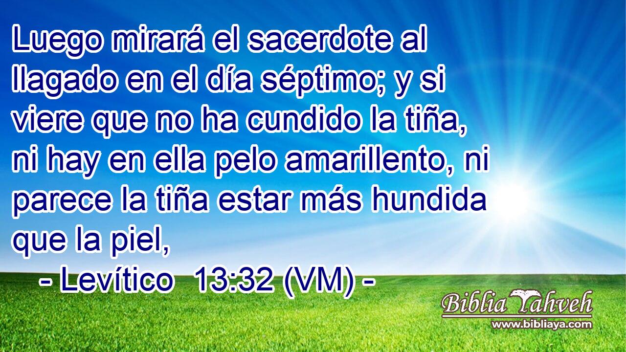  Luego mirará el sacerdote al llagado en el día séptimo; y si viere que no ha cundido la tiña, ni hay en ella pelo amarillento, ni parece la tiña estar más hundida que la piel, 