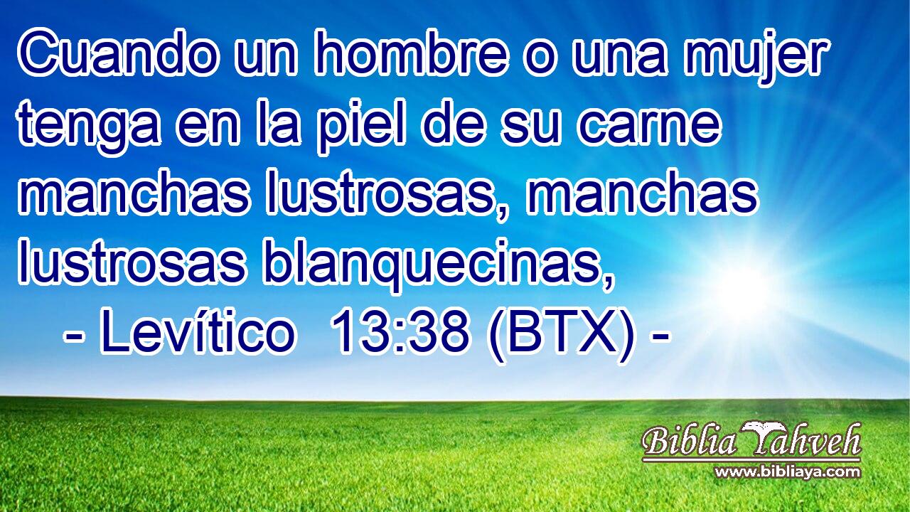 Cuando un hombre o una mujer tenga en la piel de su carne manchas lustrosas, manchas lustrosas blanquecinas,