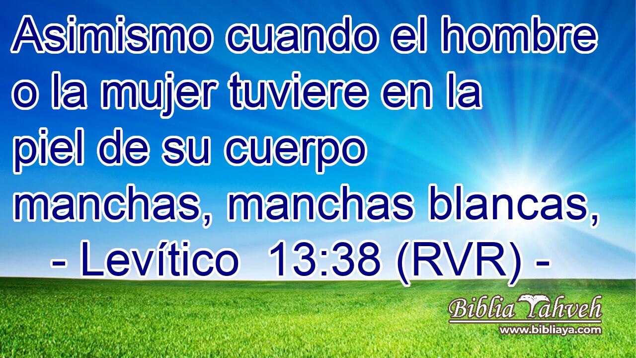 Asimismo cuando el hombre o la mujer tuviere en la piel de su cuerpo manchas, manchas blancas,