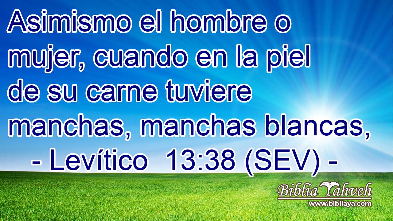 Asimismo el hombre o mujer, cuando en la piel de su carne tuviere manchas, manchas blancas,