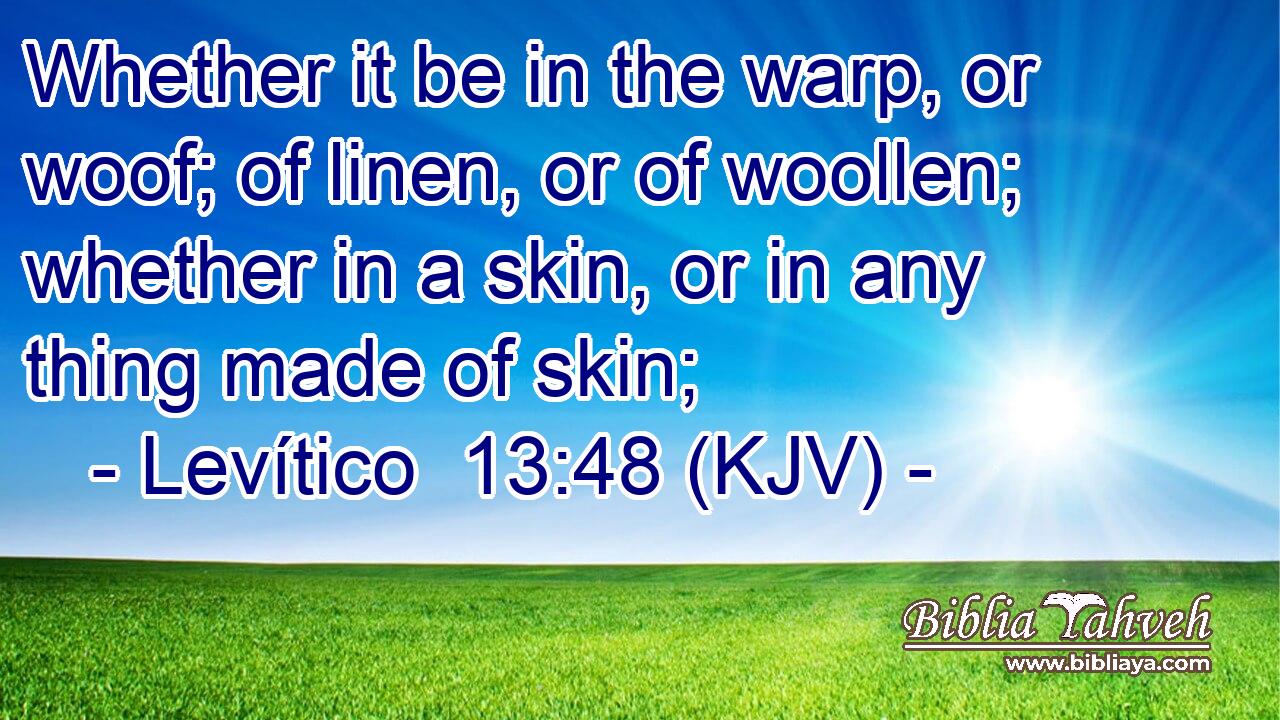 Whether it be in the warp, or woof; of linen, or of woollen; whether in a skin, or in any thing made of skin;