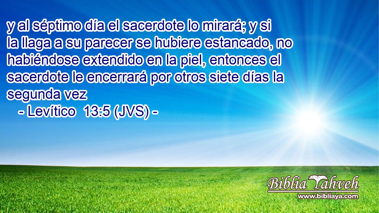 y al séptimo día el sacerdote lo mirará; y si la llaga a su parecer se hubiere estancado, no habiéndose extendido en la piel, entonces el sacerdote le encerrará por otros siete días la segunda vez